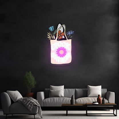 Choose Happiness Bag Led Neon Signs Wall Decor - Shineneon