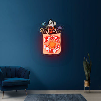 Choose Happiness Bag Led Neon Signs Wall Decor - Shineneon