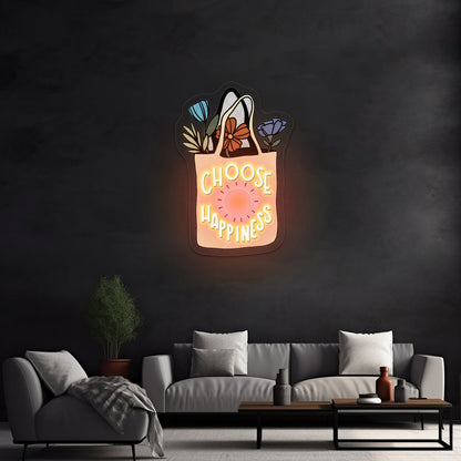 Choose Happiness Bag Led Neon Signs Wall Decor - Shineneon