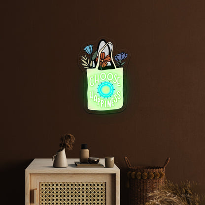 Choose Happiness Bag Led Neon Signs Wall Decor - Shineneon