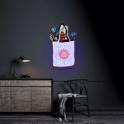 Choose Happiness Bag Led Neon Signs Wall Decor - Shineneon