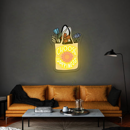 Choose Happiness Bag Led Neon Signs Wall Decor - Shineneon