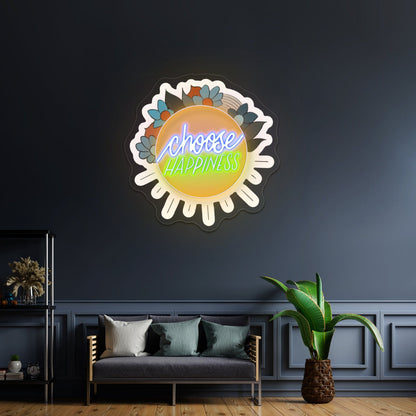 Choose Happiness Flower Neon Sign Art - Shineneon
