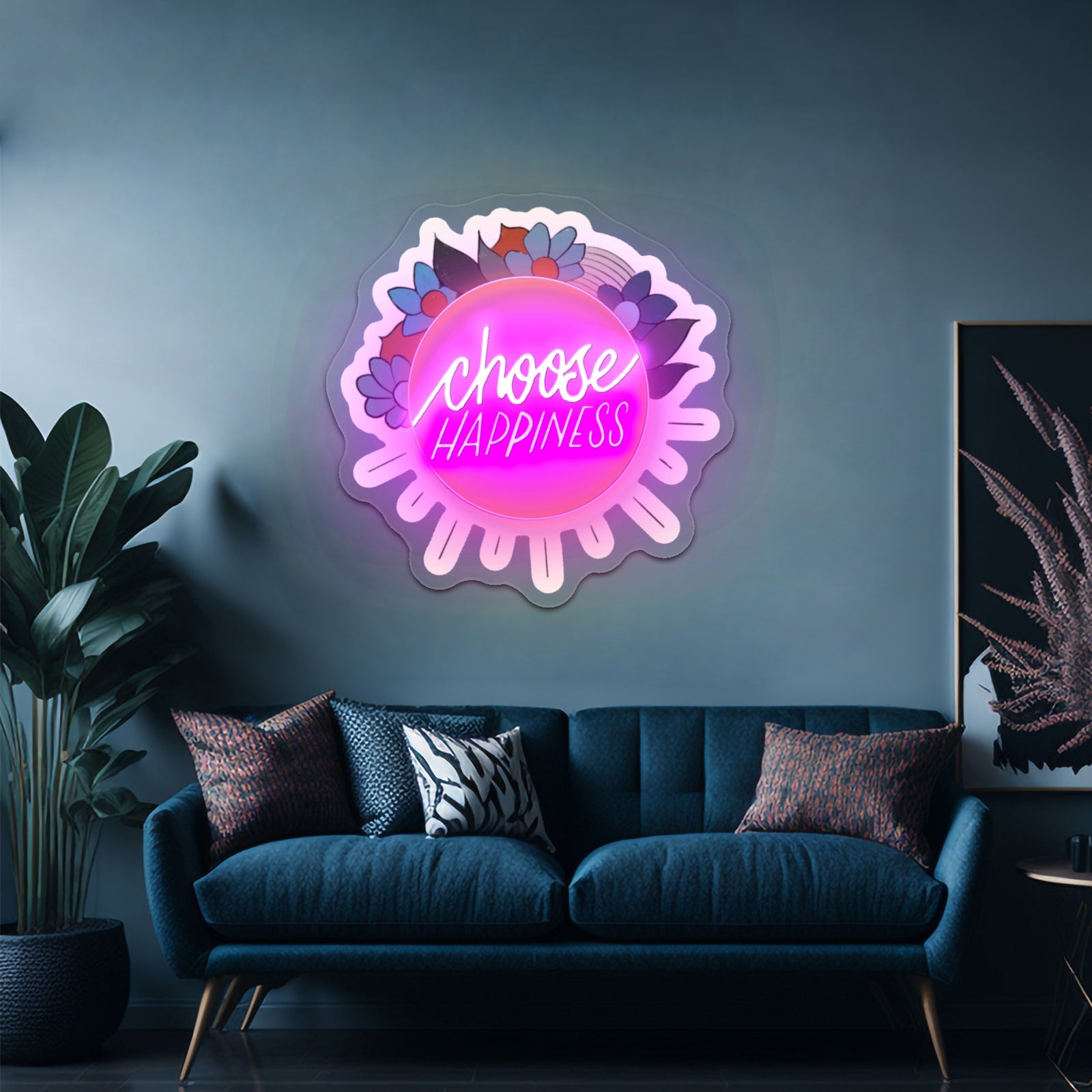 Choose Happiness Flower Neon Sign Art - Shineneon