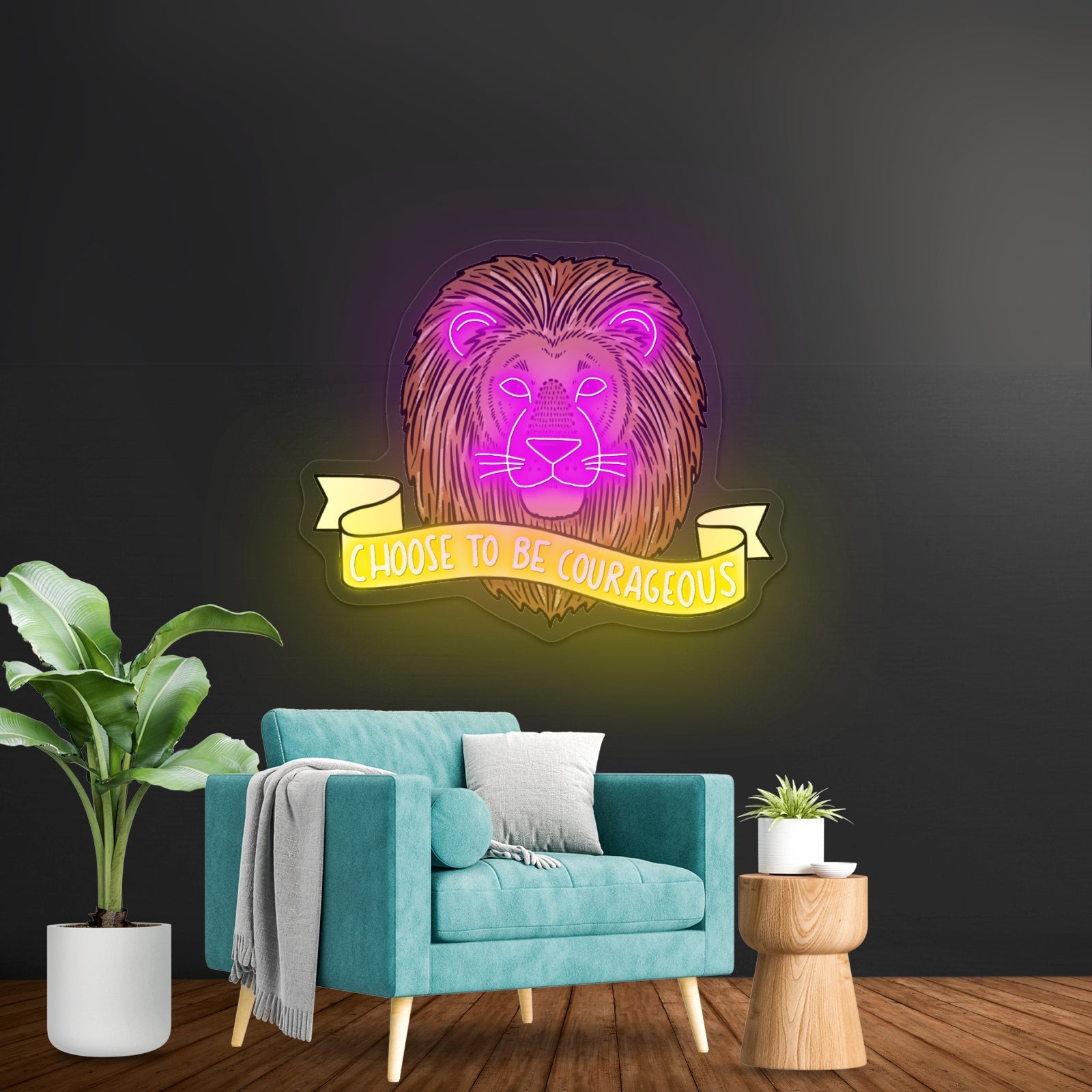 Choose To Be Courageous Lion Neon Signs For Led Signs For Room - Shineneon
