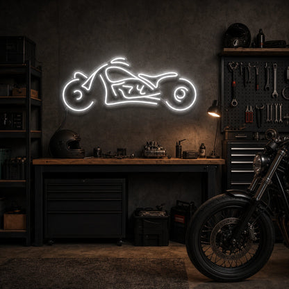 Chopper Motorcycle Side Profile LED Neon Sign real lifestyle scene