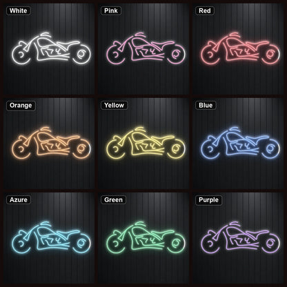 Chopper Motorcycle Side Profile LED Neon Sign Home Bar Wall Decoration color grid