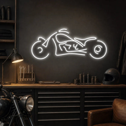 Chopper Motorcycle Side Profile LED Neon Sign Home Garage Wall Decoration - Shineneon
