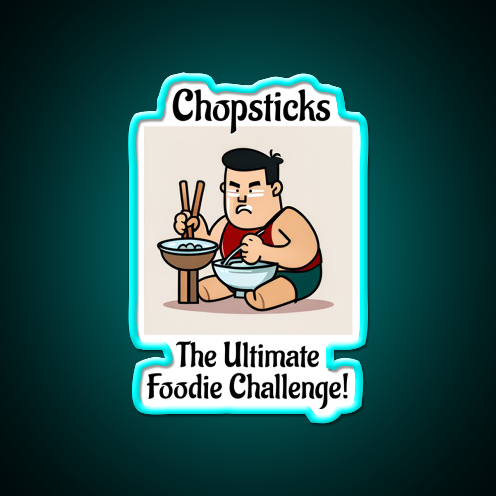 Chopsticks Food Challenge Led Neon Sign Chinese Food Rgb Color