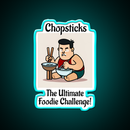 Chopsticks Food Challenge Led Neon Sign Chinese Food Rgb Color