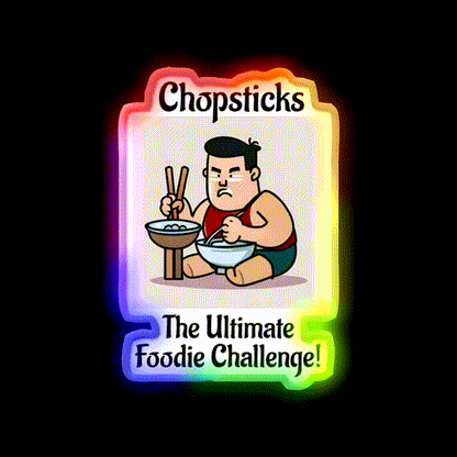 Chopsticks Food Challenge Led Neon Sign Chinese Food Rgb Color