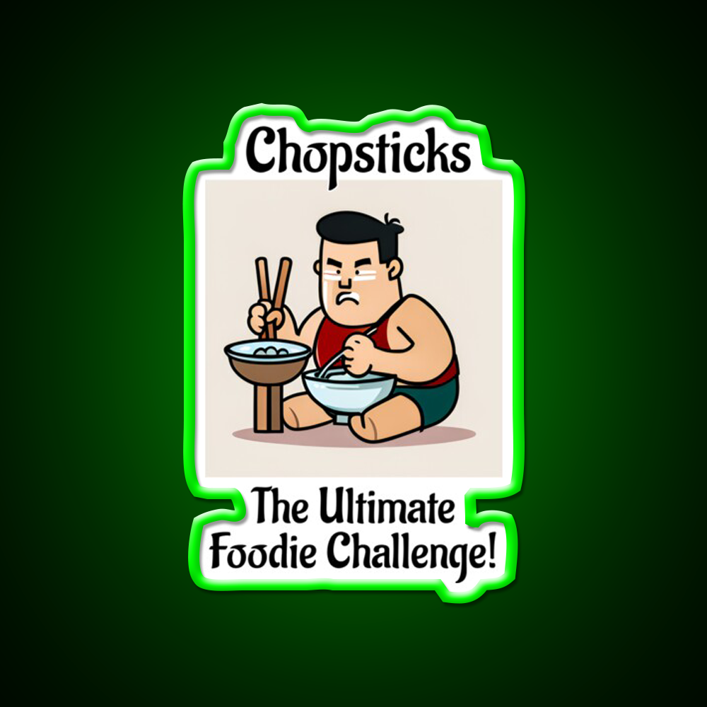 Chopsticks Food Challenge Led Neon Sign Chinese Food Rgb Color