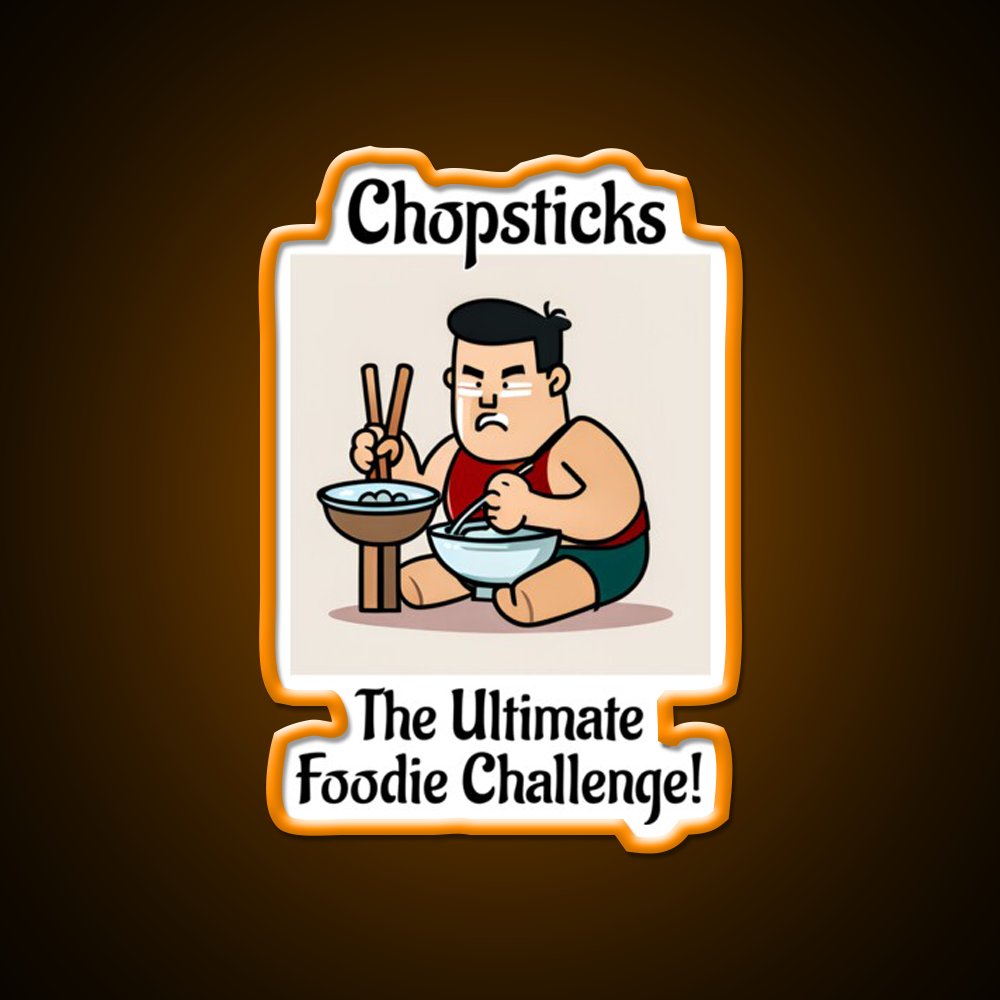 Chopsticks Food Challenge Led Neon Sign Chinese Food Rgb Color