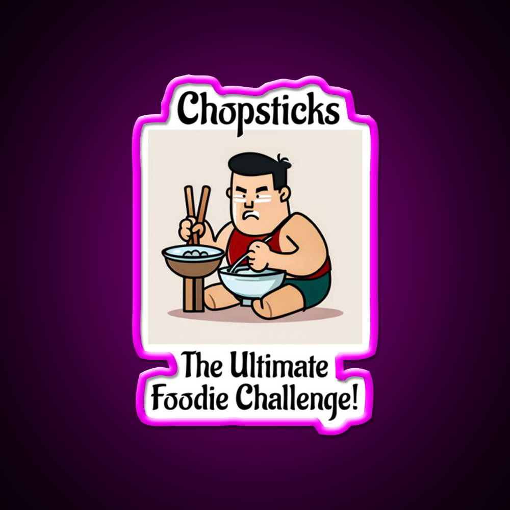 Chopsticks Food Challenge Led Neon Sign Chinese Food Rgb Color