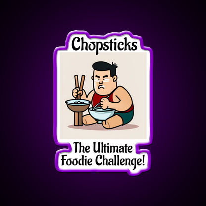 Chopsticks Food Challenge Led Neon Sign Chinese Food Rgb Color