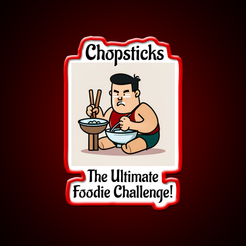 Chopsticks Food Challenge Led Neon Sign Chinese Food Rgb Color