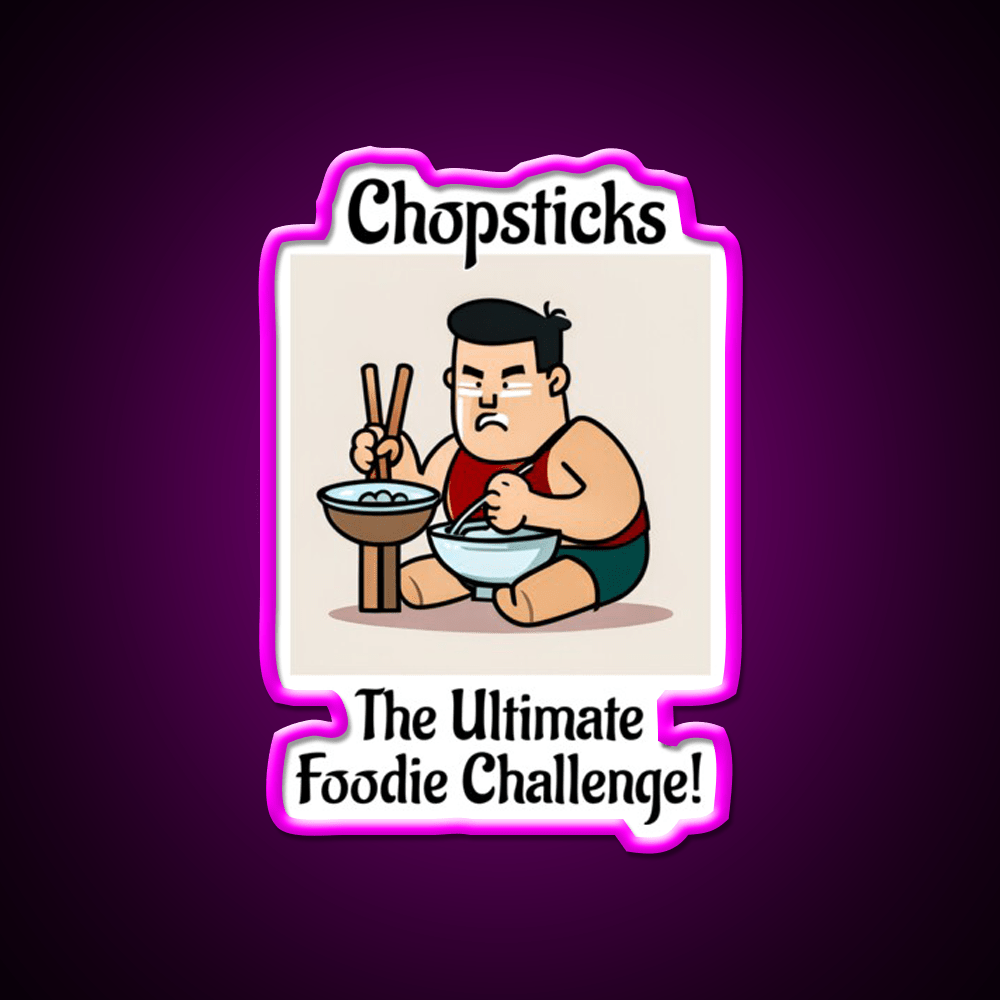 Chopsticks Food Challenge Led Neon Sign Chinese Food Rgb Color - Shineneon