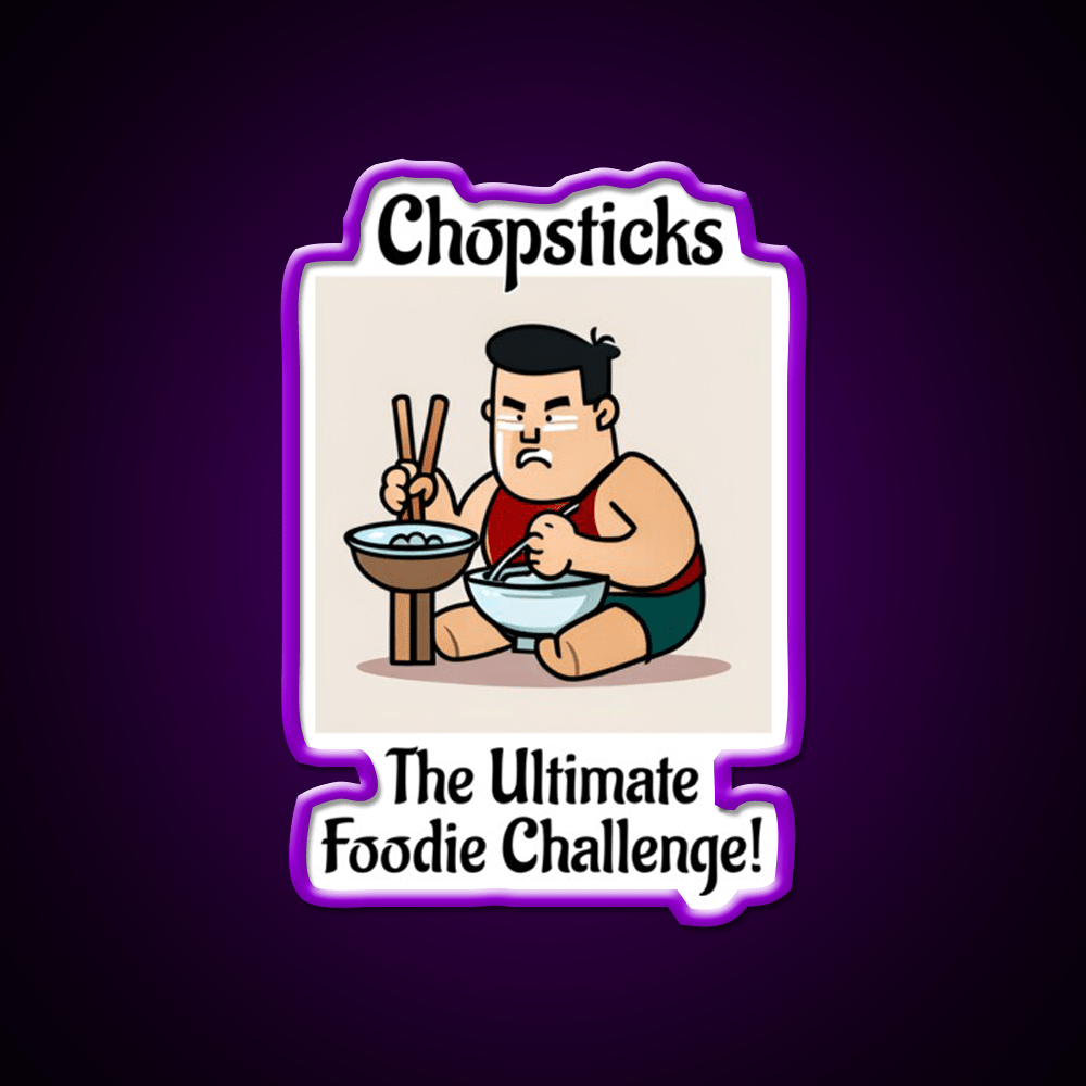 Chopsticks Food Challenge Led Neon Sign Chinese Food Rgb Color - Shineneon