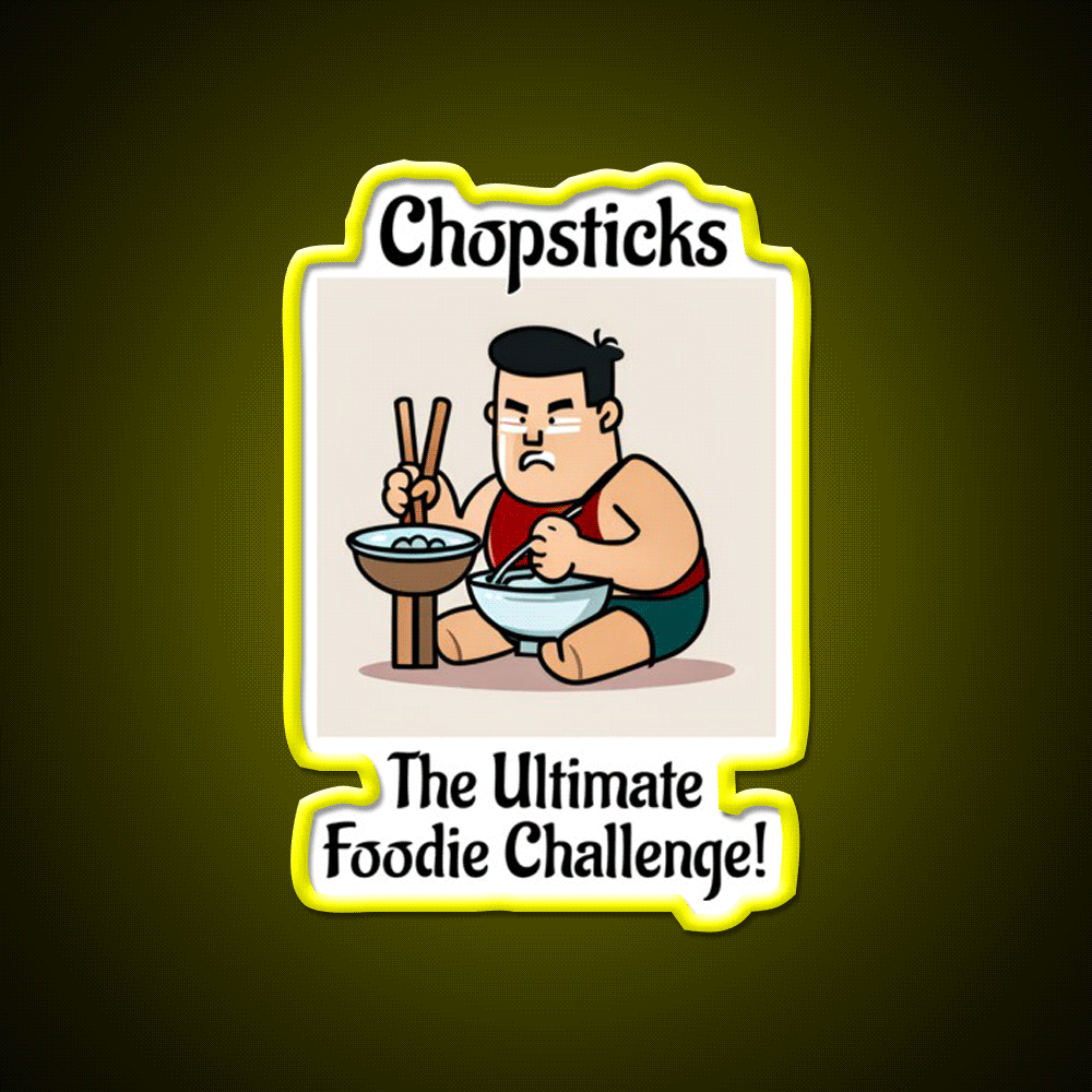 Chopsticks Food Challenge Led Neon Sign Chinese Food Rgb Color