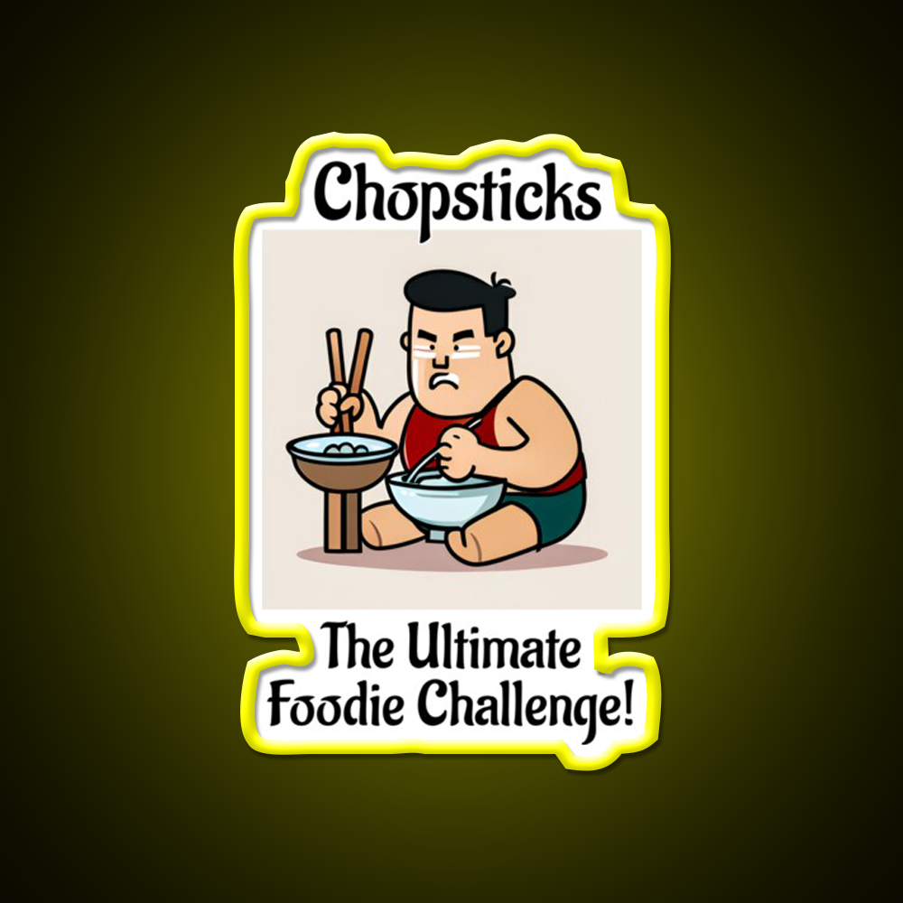Chopsticks Food Challenge Led Neon Sign Chinese Food Rgb Color