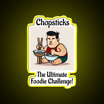 Chopsticks Food Challenge Led Neon Sign Chinese Food Rgb Color
