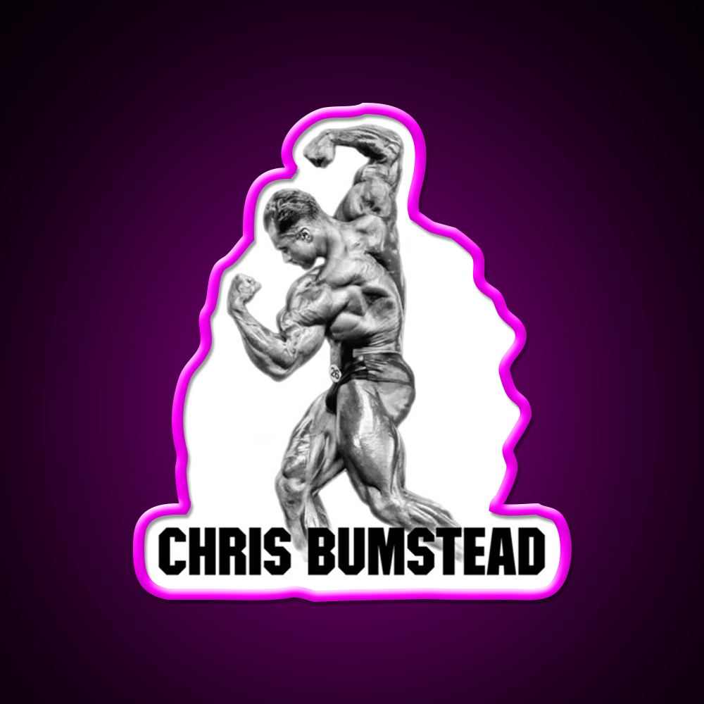 Chris Bumstead Cbum Arnold Pose Gym Fitness Led Neon Sign Rgb Color - Neon sign mounted on wall in room