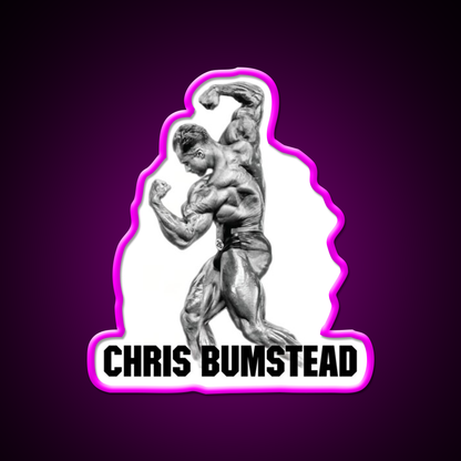 Chris Bumstead Cbum Arnold Pose Gym Fitness Led Neon Sign Rgb Color - Neon sign mounted on wall in room