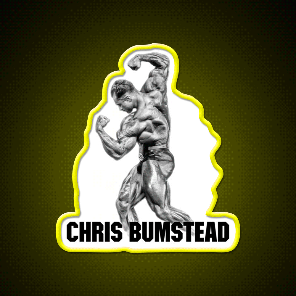 Chris Bumstead Cbum Arnold Pose Gym Fitness Led Neon Sign Rgb Color - Custom LED neon sign front view
