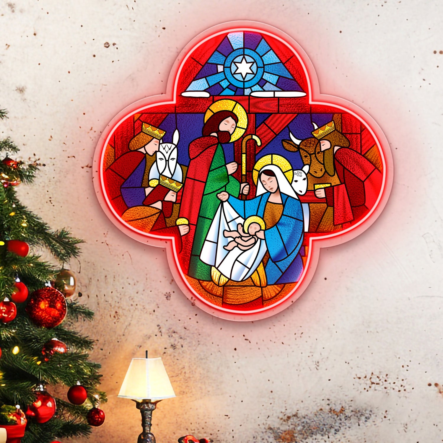 Christmas and Adoration of the Magi Scene Acrylic Led Neon Sign Decor | Shineneon