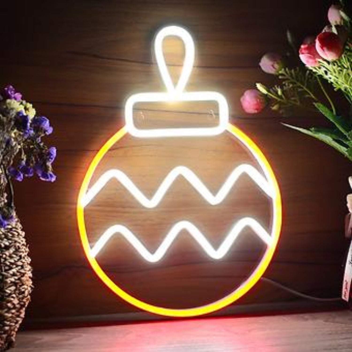 Christmas Ball Ornament White Yellow Led Neon Sign For Indoor Holiday Decor | Shineneon