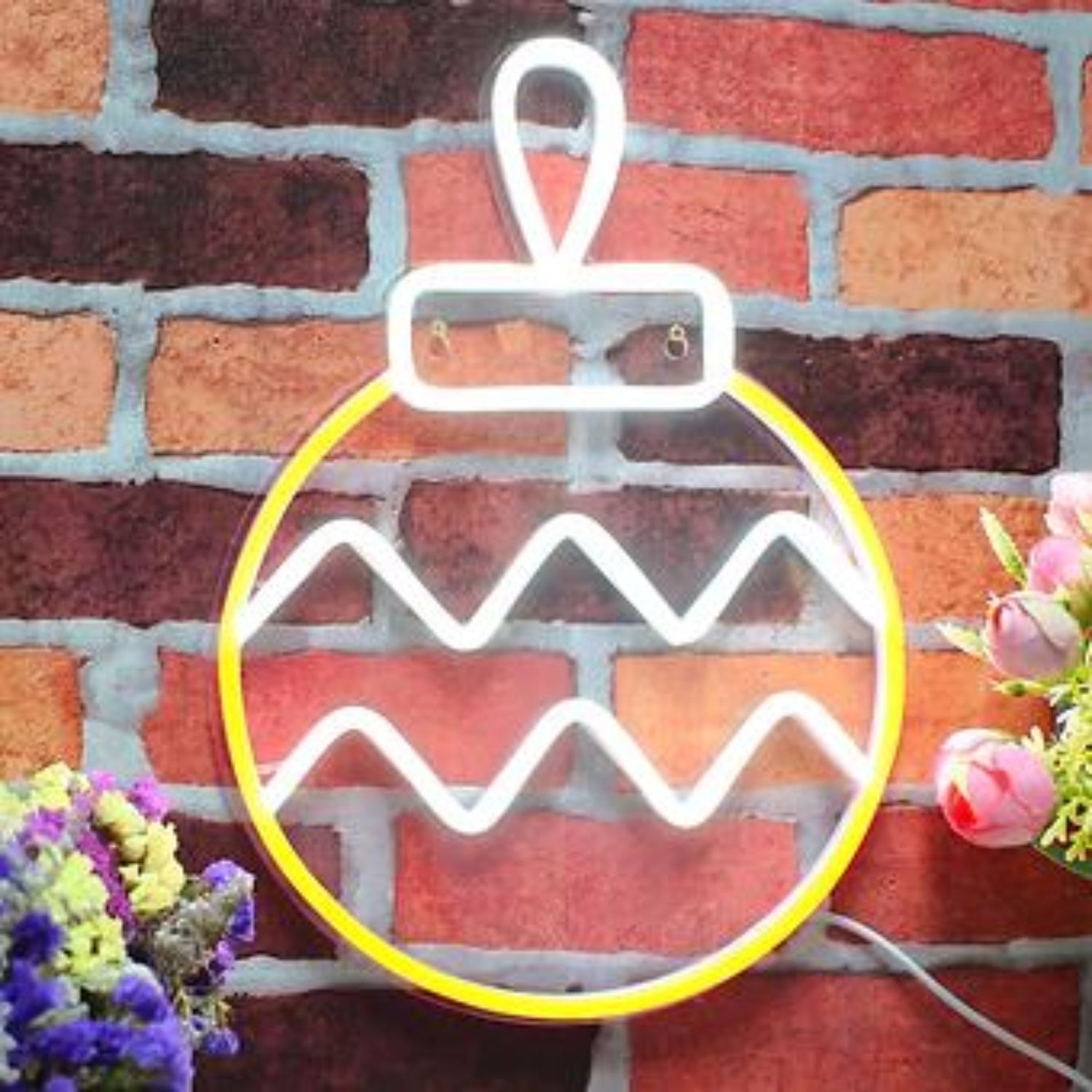 Christmas Ball Ornament White Yellow Led Neon Sign For Indoor Holiday Decor | Shineneon
