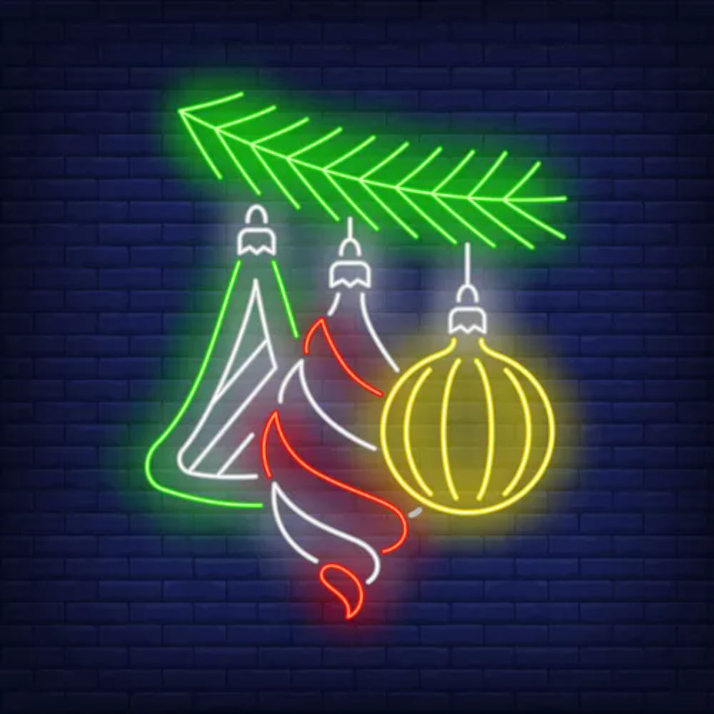 Christmas Baubles Fir Tree Branch Led Neon Sign | Shineneon