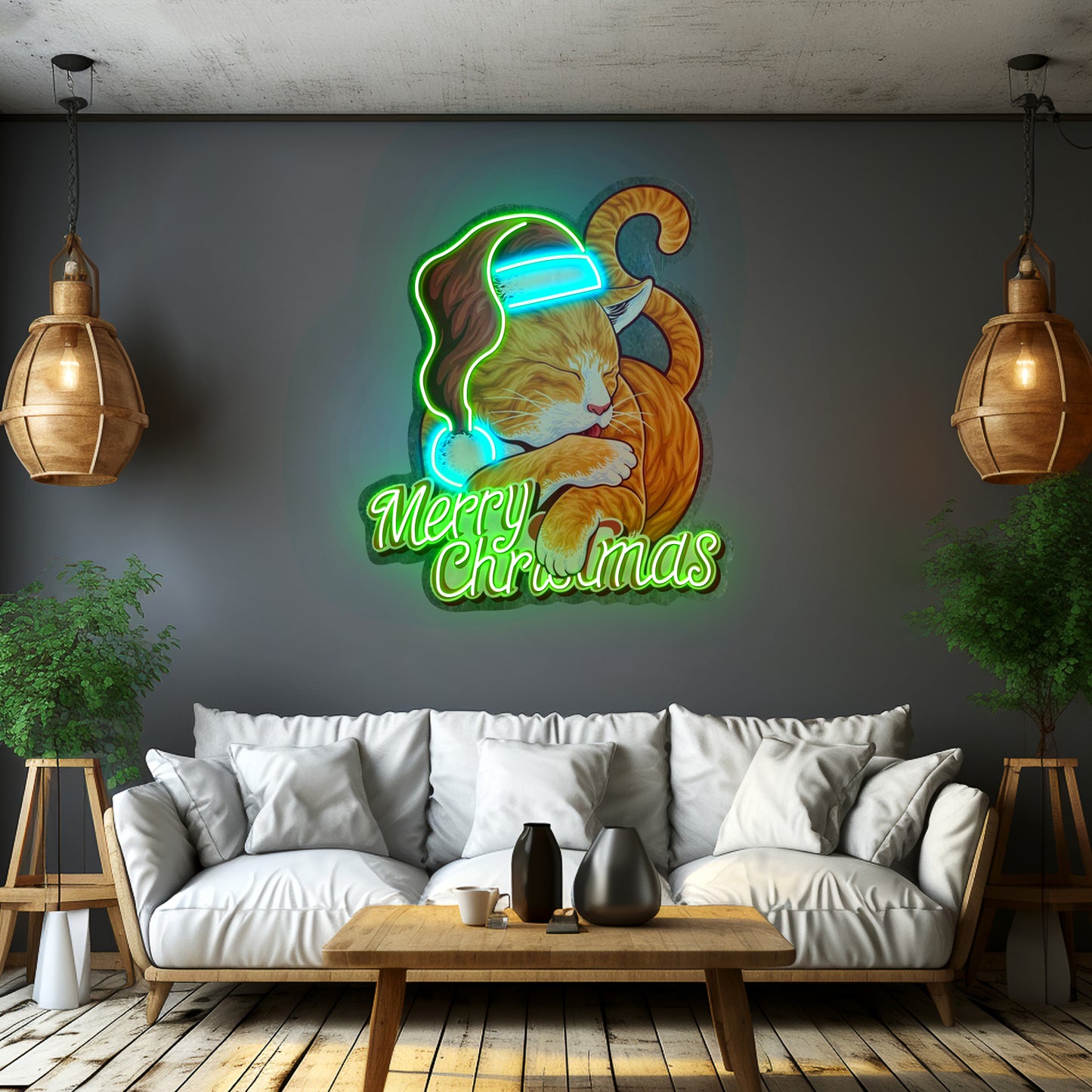 Christmas Cat Led Neon Sign Light Custom Led Signs