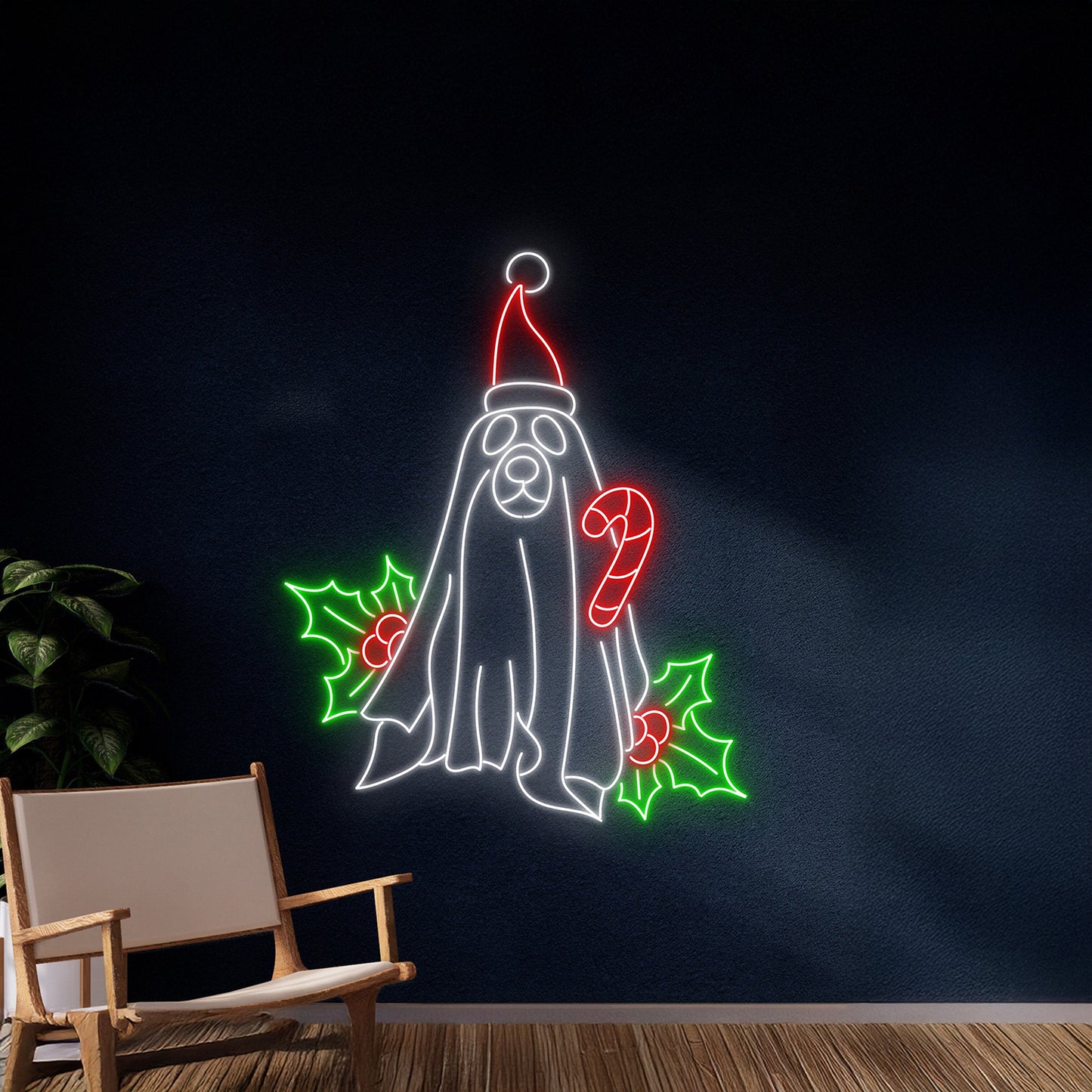 Christmas Corgi Dog Ghost Neon Sign