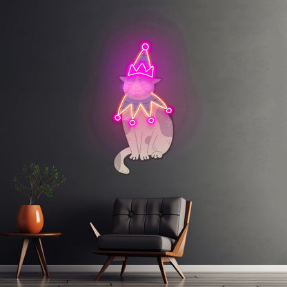 Christmas Costumed Cat Neon Artwork For Sale - Shineneon