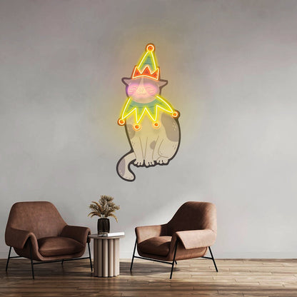 Christmas Costumed Cat Neon Artwork For Sale - Shineneon