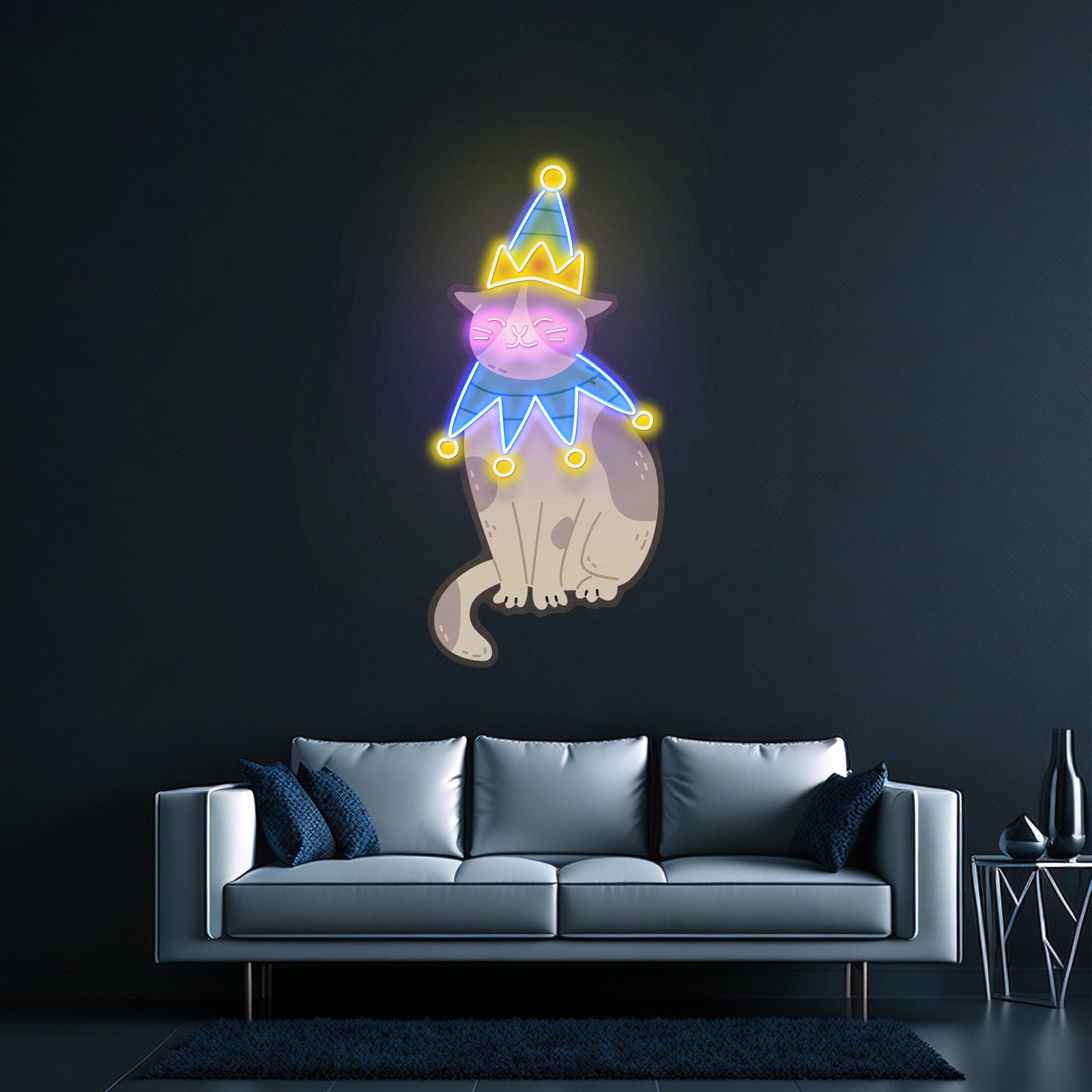 Christmas Costumed Cat Neon Artwork For Sale