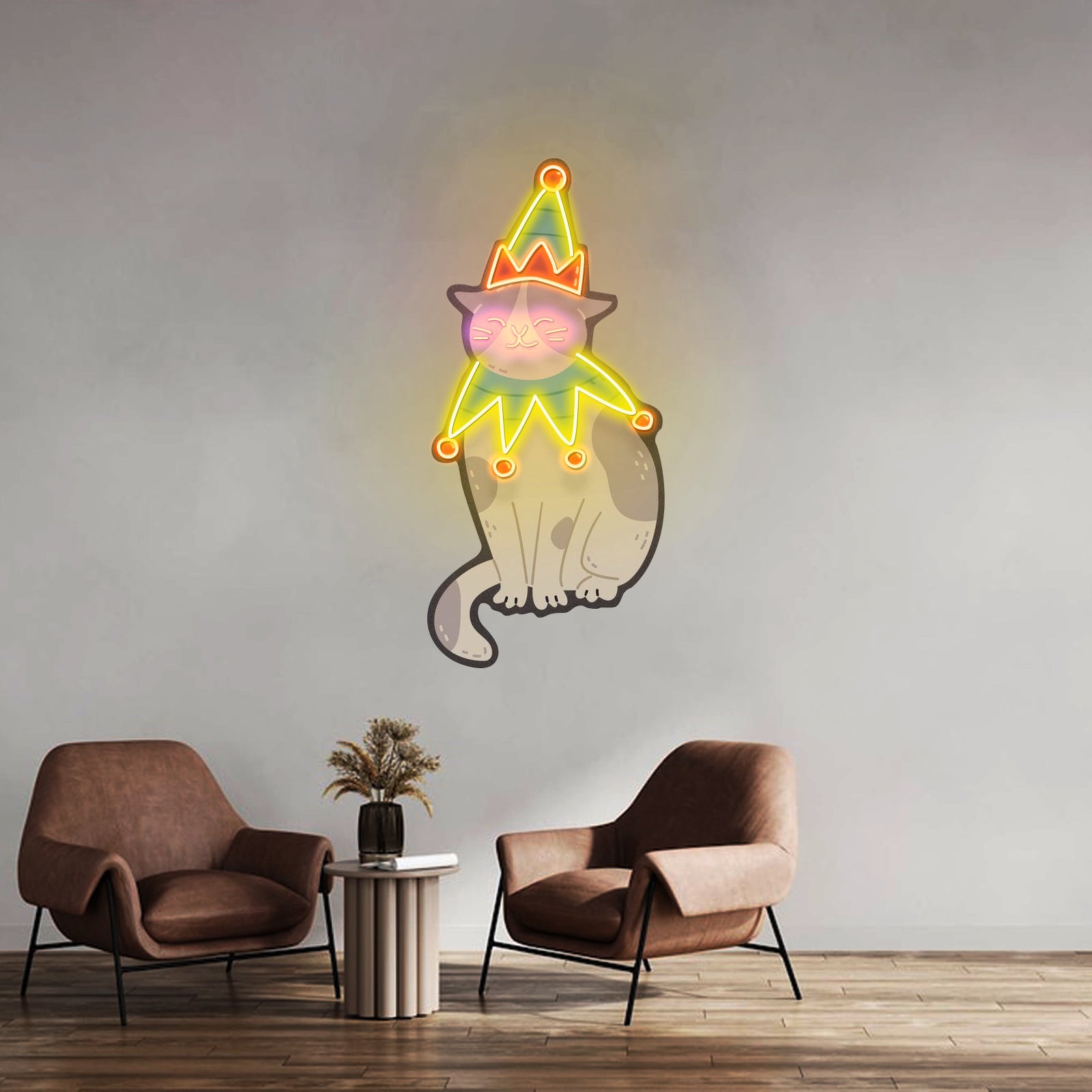 Christmas Costumed Cat Neon Artwork For Sale