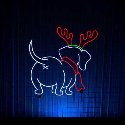 Christmas Dachshund Butt Neon Sign