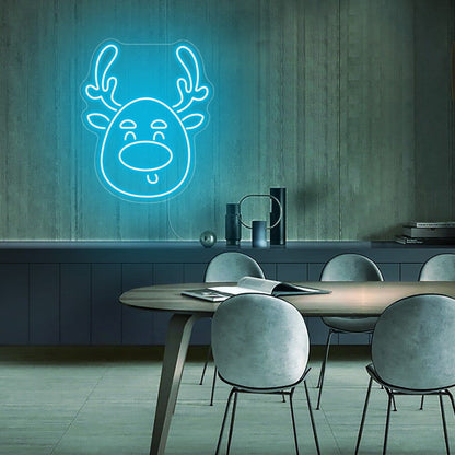 Christmas Deer Head Cute Elk Christmas Neon Sign | Shineneon