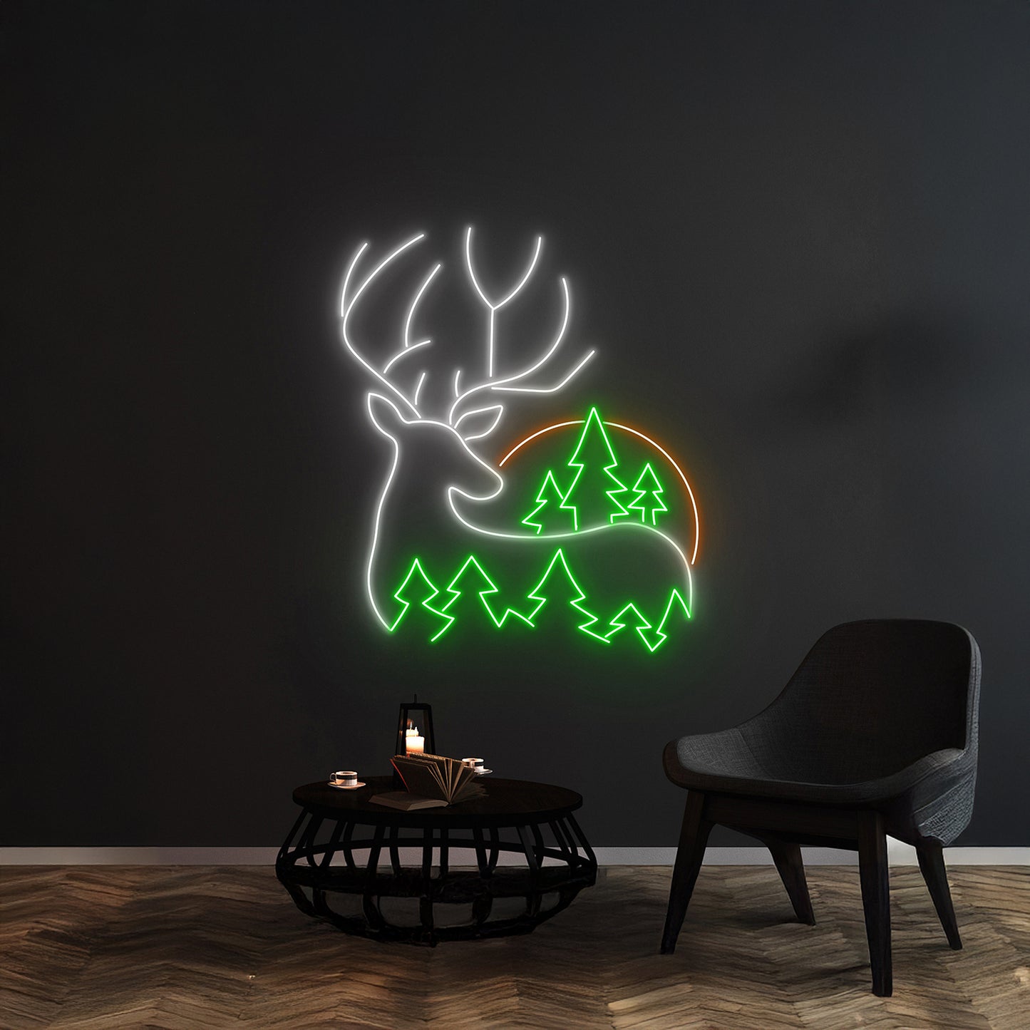 Christmas Deer Tree Neon Sign