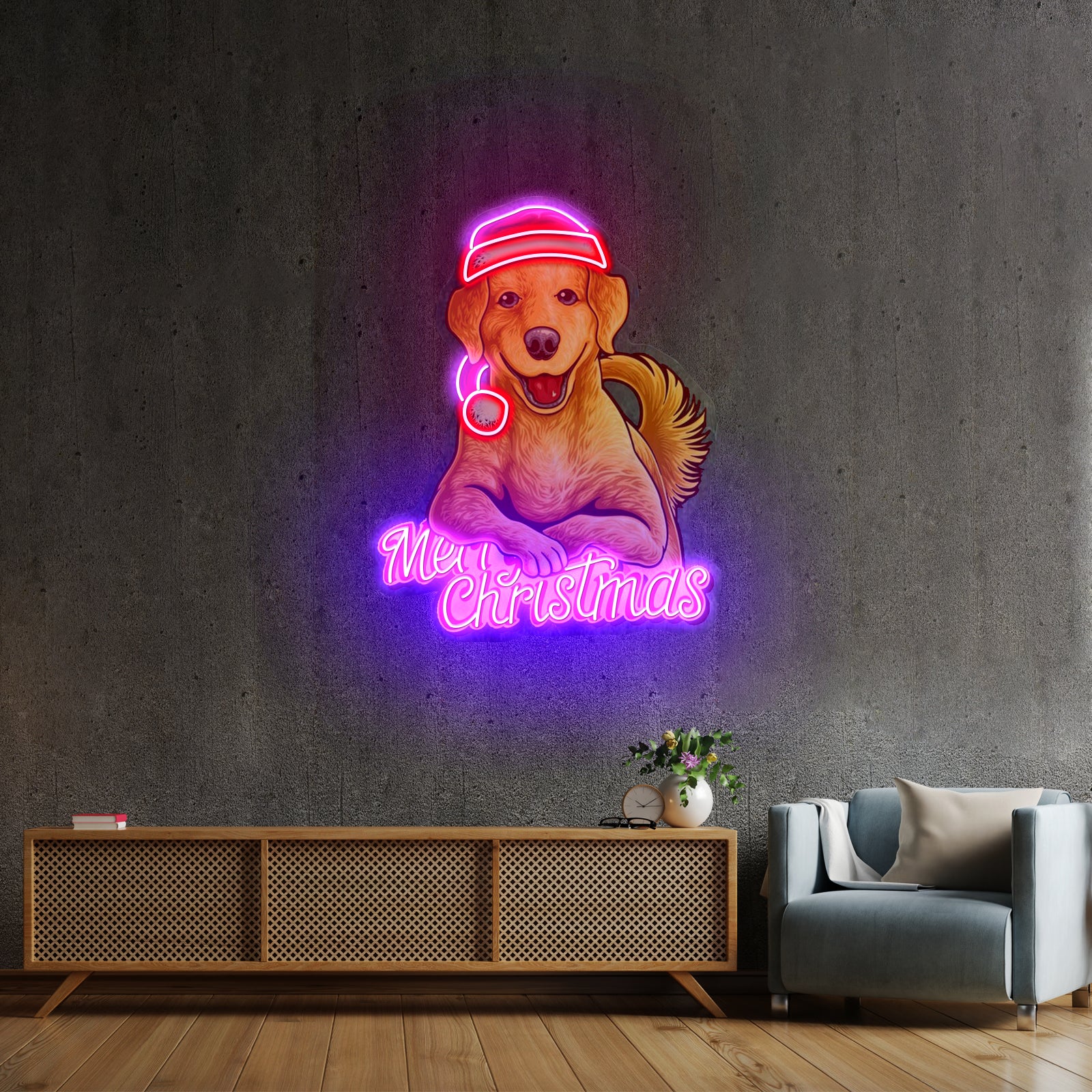 Christmas Double Bell Neon Artwork For Sale