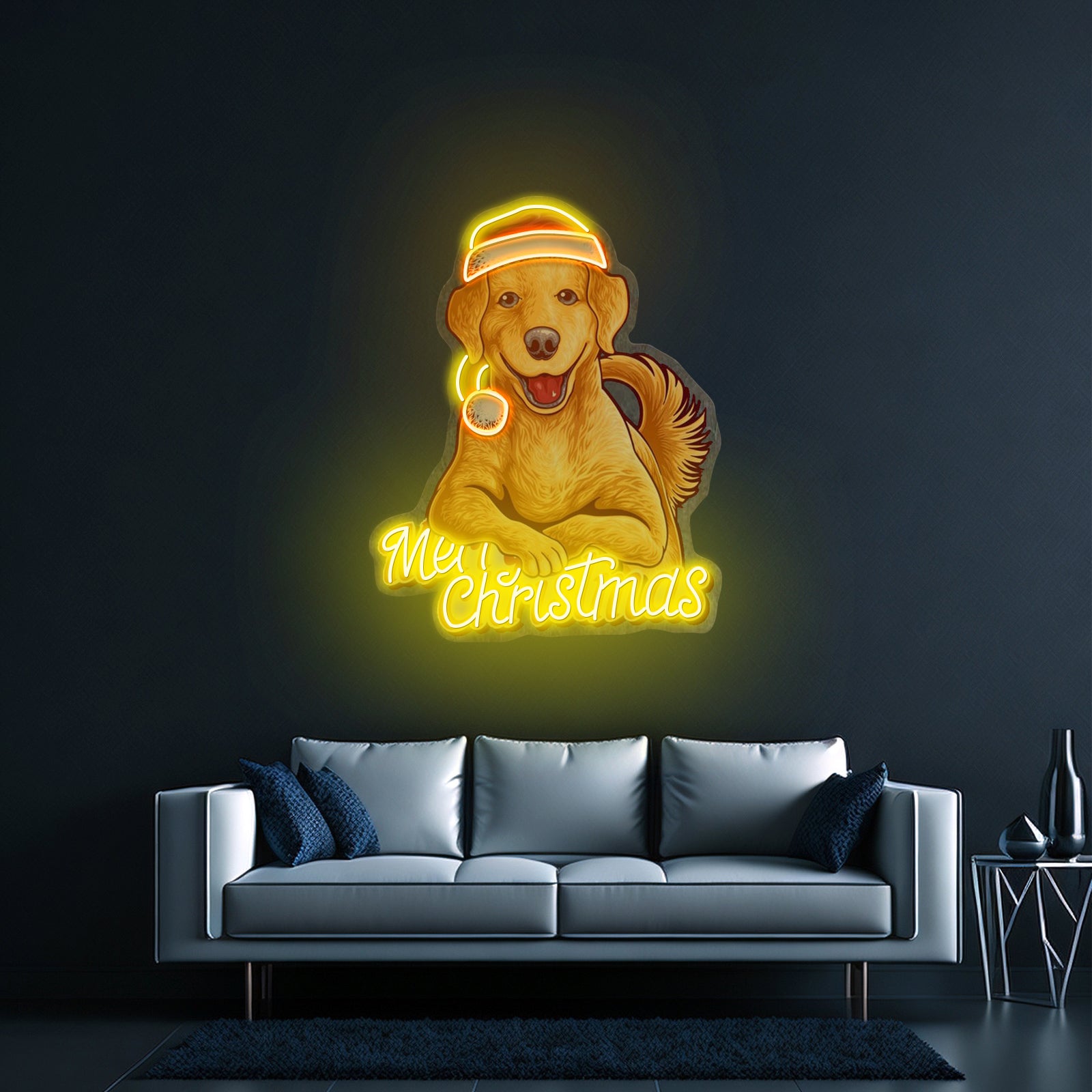 Christmas Double Bell Neon Artwork For Sale