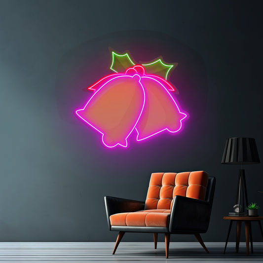 Christmas Double Bell Neon Artwork For Sale