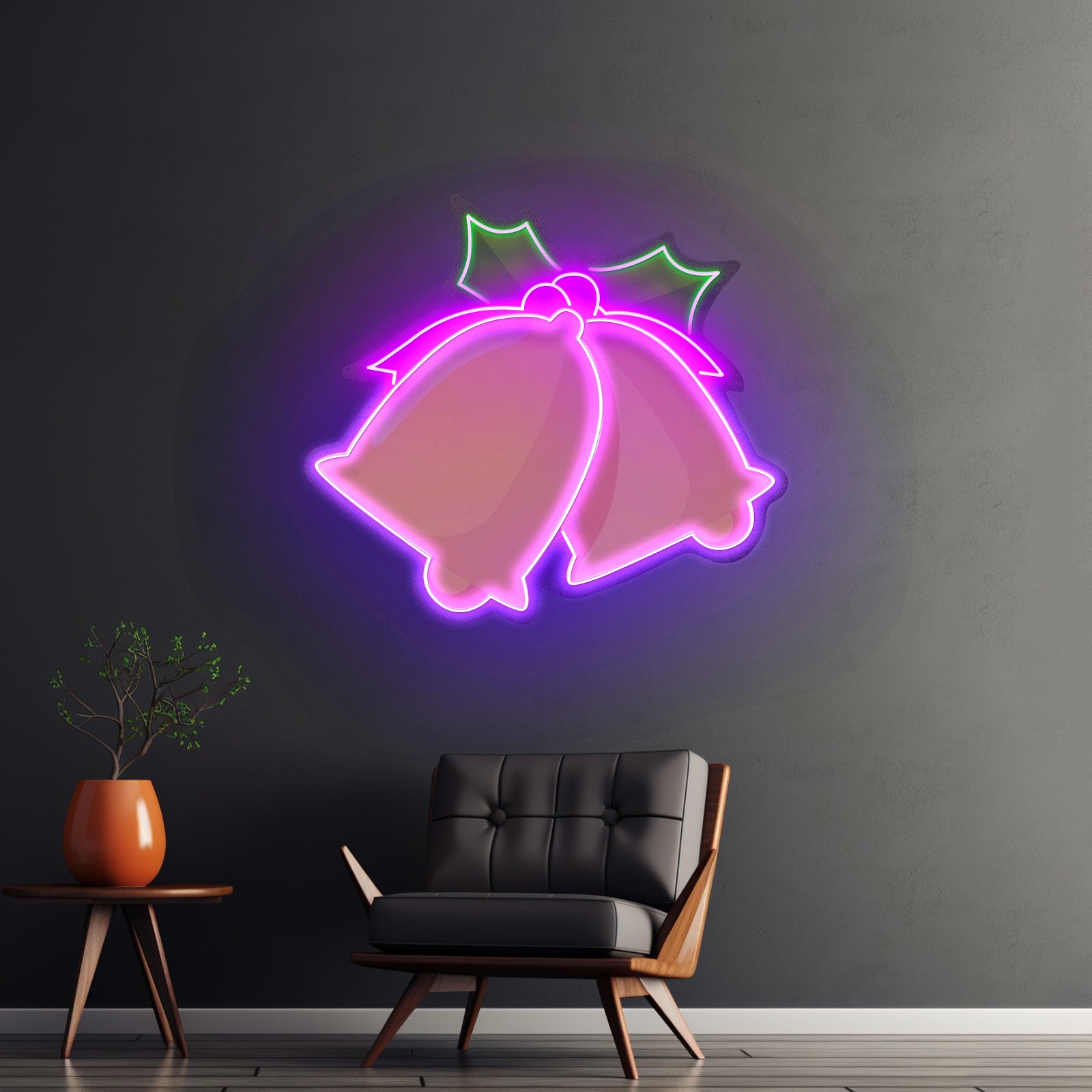 Christmas Double Bell Neon Artwork For Sale