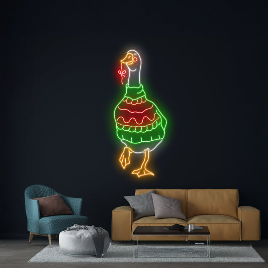 Christmas Duck Neon Light Duck Christmas Sweater Led Sign