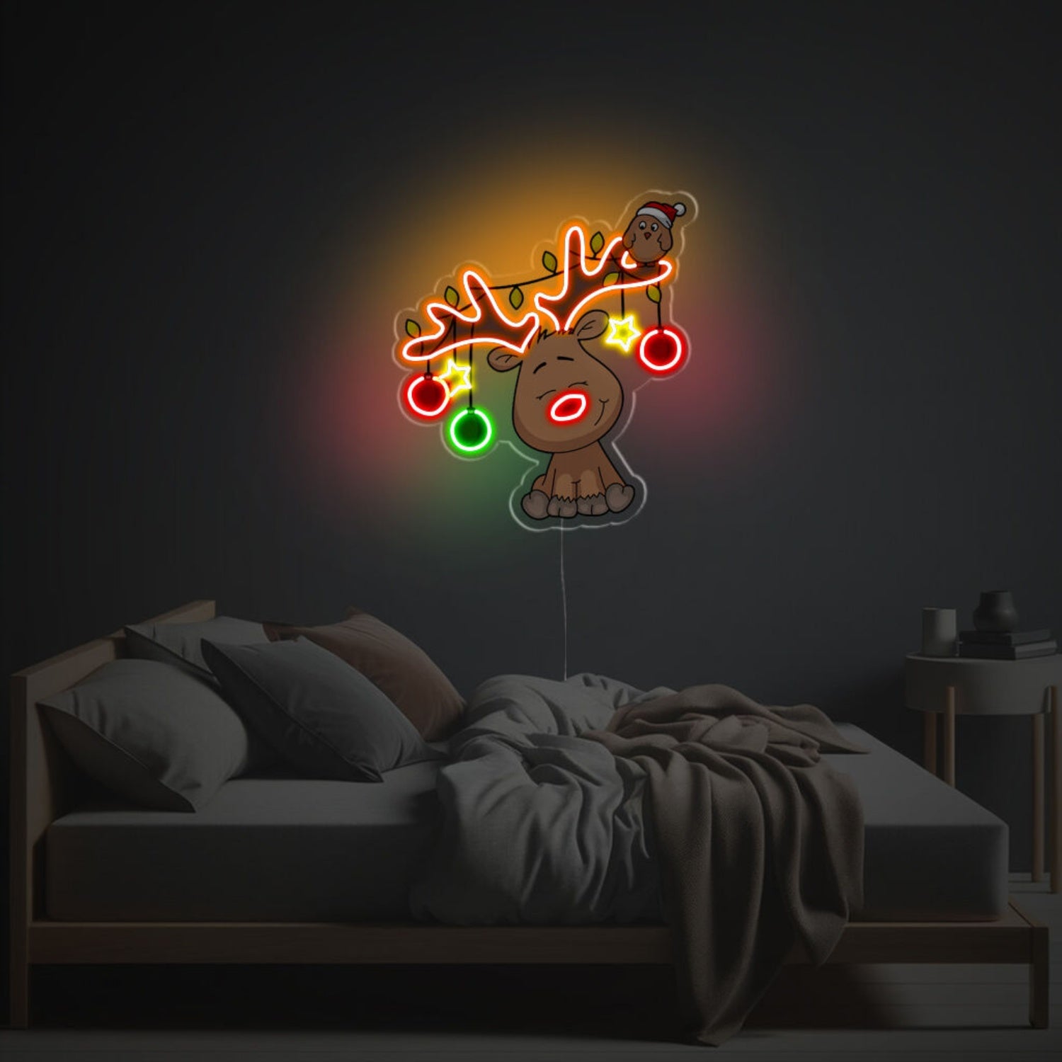 Christmas Elk With Christmas Ball Led Neon Acrylic Artwork | Shineneon
