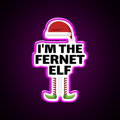Christmas Fernet Elf Matching Group Cocktail Bar Decor Led Neon Sign Rgb Color - Neon sign mounted on wall in room