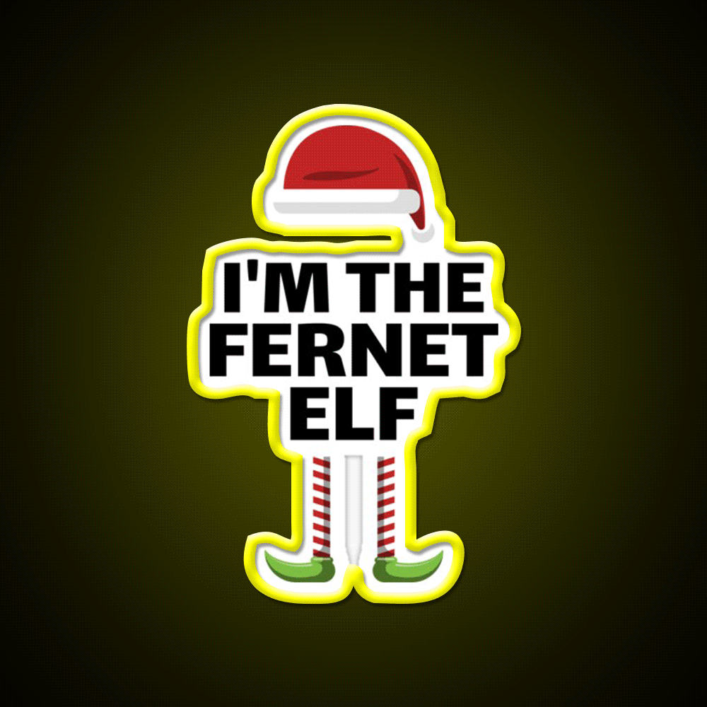 Christmas Fernet Elf Matching Group Cocktail Bar Decor Led Neon Sign Rgb Color - Custom LED neon sign front view