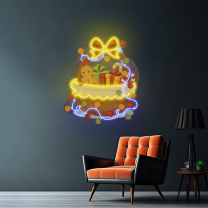 Christmas Gift Basket Neon Artwork For Sale